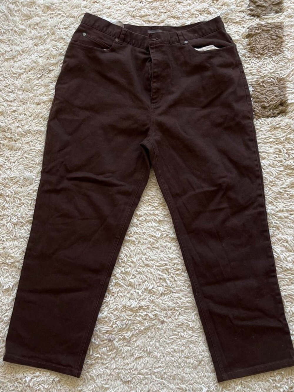 Jones Jeans Stretch Brown Denim Jeans High Rise Straight Leg Women's 18